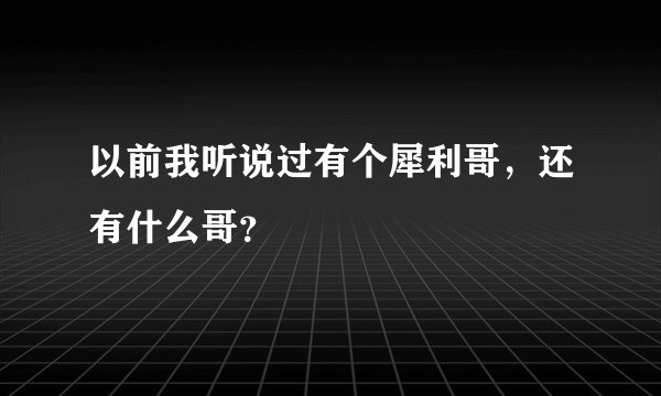 以前我听说过有个犀利哥，还有什么哥？