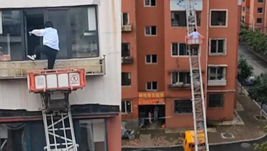 辽宁一居民下楼做核酸忘带钥匙用云梯回家，当时到底发生了什么？