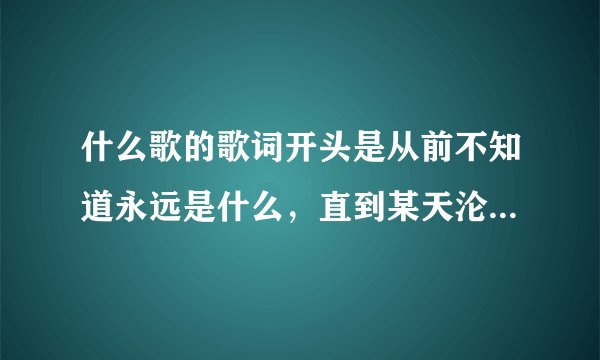 什么歌的歌词开头是从前不知道永远是什么，直到某天沦陷于你的温柔， 中间有别怕变老变丑生病我都爱着
