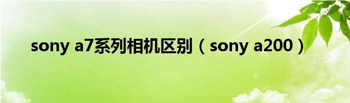 sonya7系列相机区别sonya200