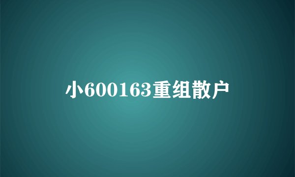 小600163重组散户