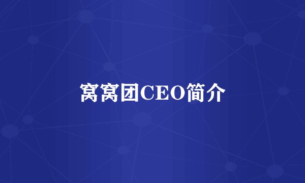窝窝团CEO简介