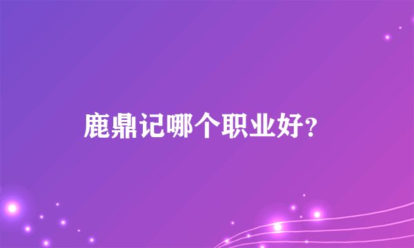 鹿鼎记哪个职业好？