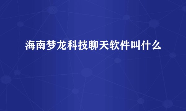海南梦龙科技聊天软件叫什么