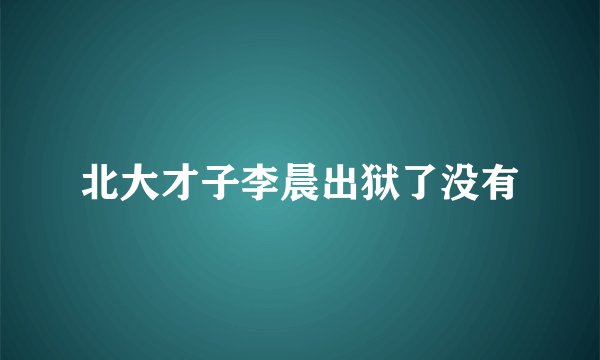北大才子李晨出狱了没有