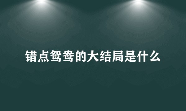 错点鸳鸯的大结局是什么