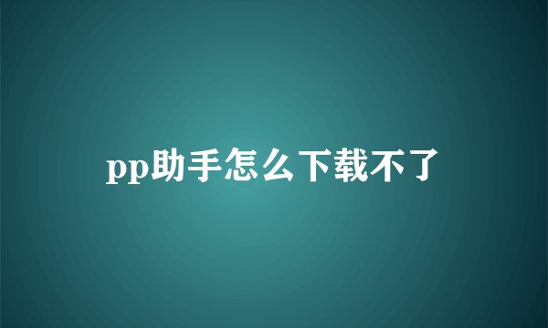 pp助手怎么下载不了