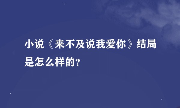 小说《来不及说我爱你》结局是怎么样的？