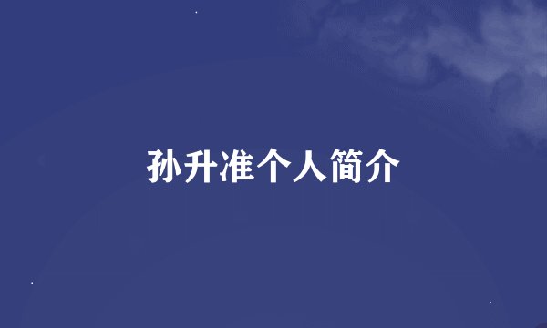 孙升准个人简介