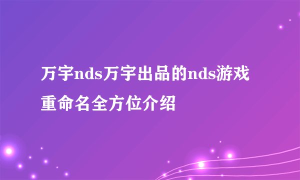 万宇nds万宇出品的nds游戏重命名全方位介绍
