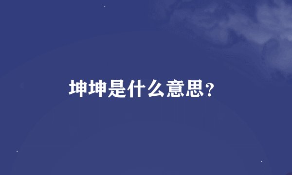 坤坤是什么意思？