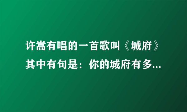许嵩有唱的一首歌叫《城府》其中有句是：你的城府有多深我爱你有多深...这是什么意思
