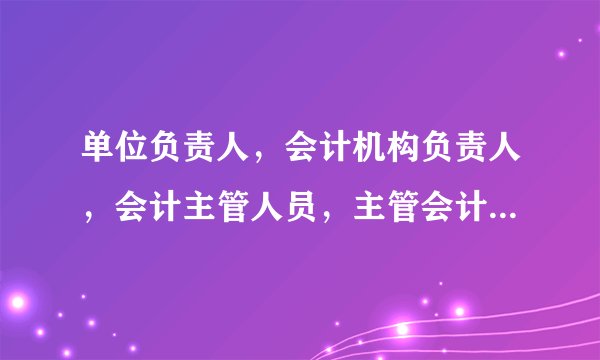 单位负责人，会计机构负责人，会计主管人员，主管会计工作的负责人，之间的区别