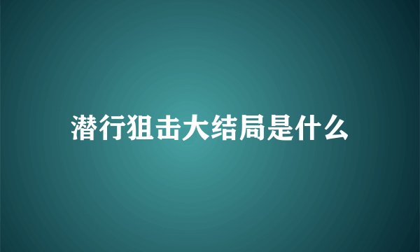 潜行狙击大结局是什么