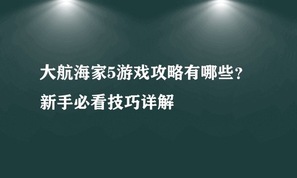 大航海家5游戏攻略有哪些？新手必看技巧详解