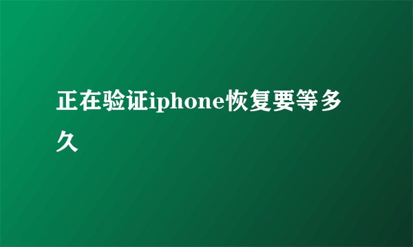 正在验证iphone恢复要等多久