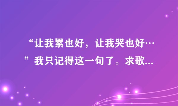 “让我累也好，让我哭也好…”我只记得这一句了。求歌名及完整歌词