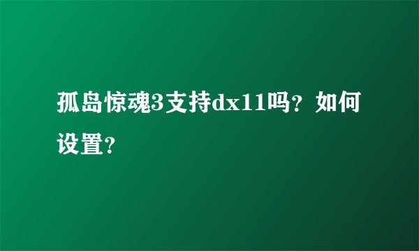 孤岛惊魂3支持dx11吗？如何设置？
