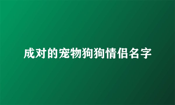 成对的宠物狗狗情侣名字