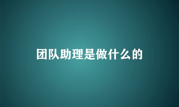 团队助理是做什么的