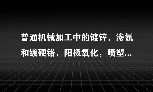 普通机械加工中的镀锌，渗氮和镀硬铬，阳极氧化，喷塑的价格都怎么算的？ 请详细赐教，谢谢。