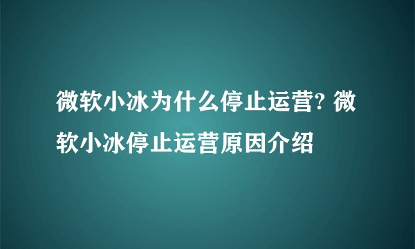 微软小冰为什么停止运营? 微软小冰停止运营原因介绍