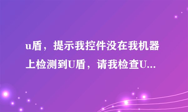 u盾，提示我控件没在我机器上检测到U盾，请我检查U盾是否插入计算机，是什么意思