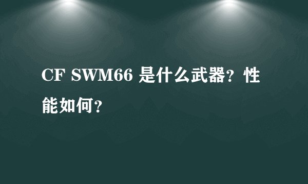 CF SWM66 是什么武器？性能如何？