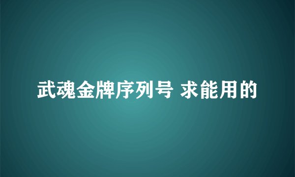 武魂金牌序列号 求能用的