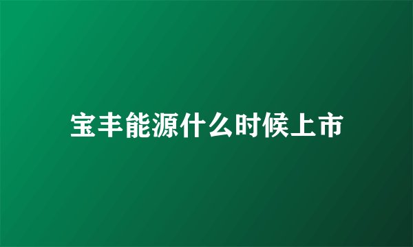 宝丰能源什么时候上市