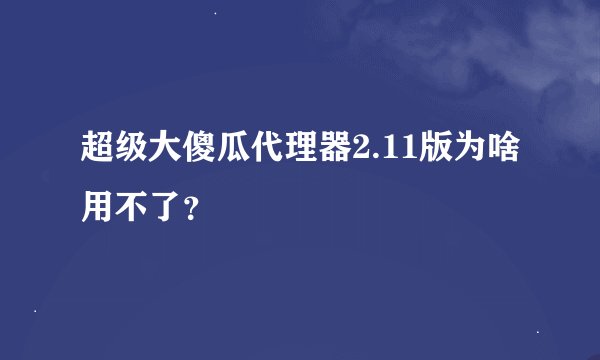 超级大傻瓜代理器2.11版为啥用不了？