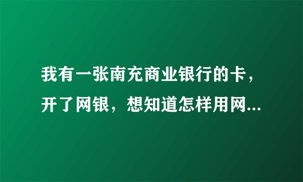我有一张南充商业银行的卡，开了网银，想知道怎样用网银付款？