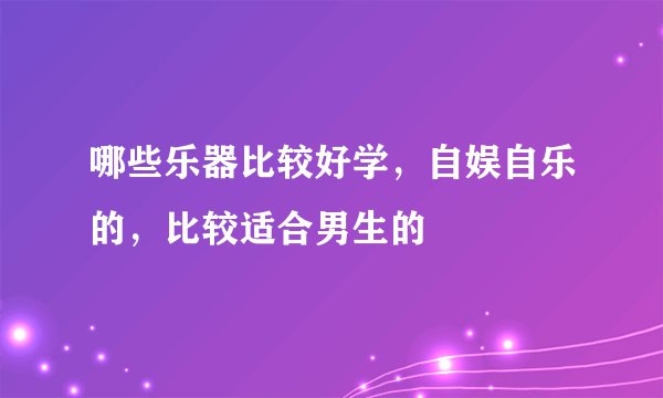 哪些乐器比较好学，自娱自乐的，比较适合男生的
