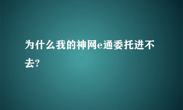 为什么我的神网e通委托进不去?