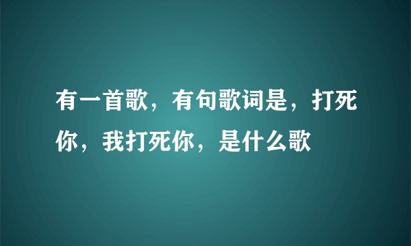 有一首歌，有句歌词是，打死你，我打死你，是什么歌