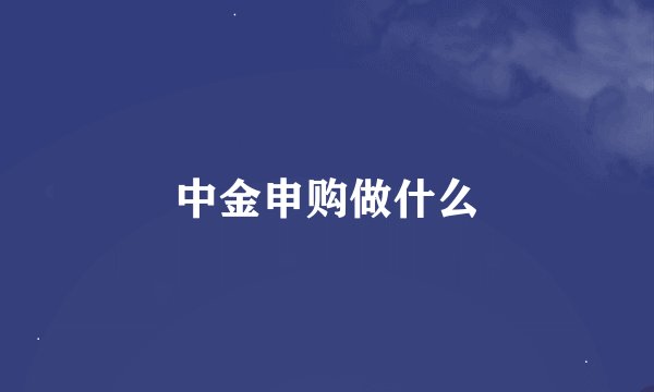 中金申购做什么
