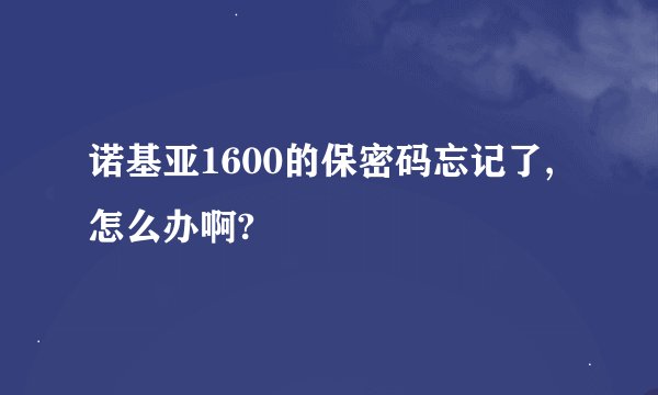诺基亚1600的保密码忘记了,怎么办啊?