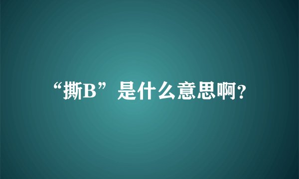 “撕B”是什么意思啊？