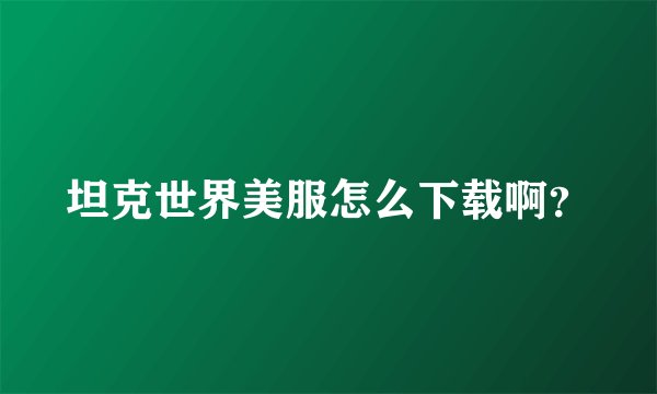 坦克世界美服怎么下载啊？