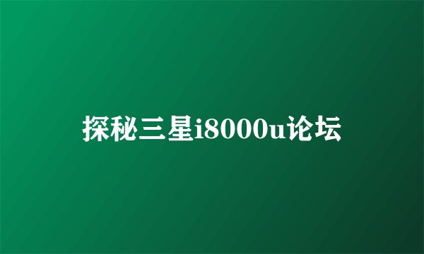探秘三星i8000u论坛