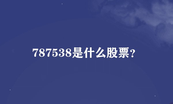 787538是什么股票？