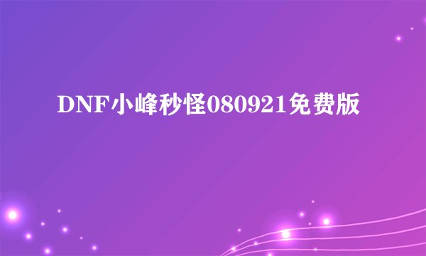DNF小峰秒怪080921免费版