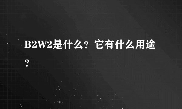 B2W2是什么？它有什么用途？