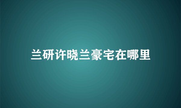 兰研许晓兰豪宅在哪里