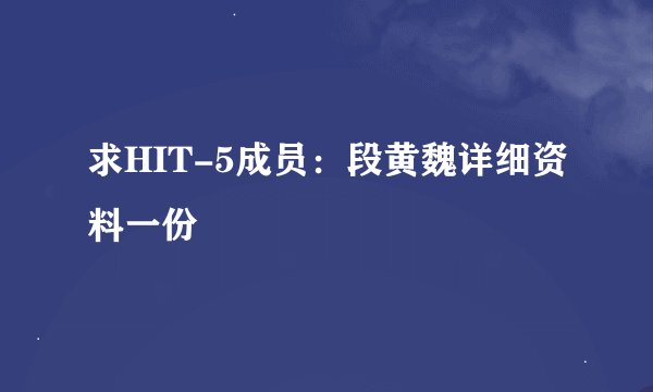 求HIT-5成员：段黄魏详细资料一份
