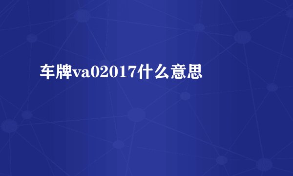 车牌va02017什么意思