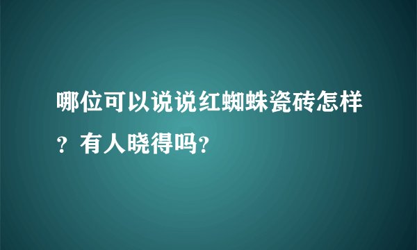 哪位可以说说红蜘蛛瓷砖怎样？有人晓得吗？