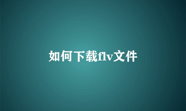 如何下载flv文件
