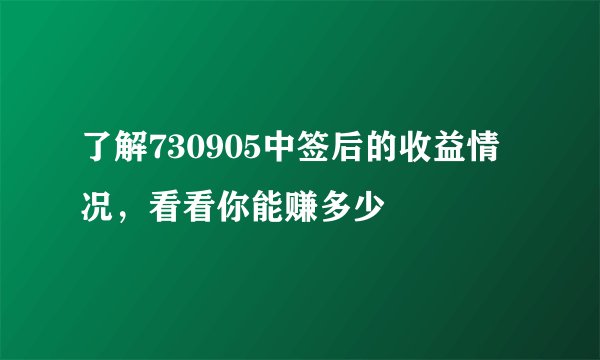 了解730905中签后的收益情况，看看你能赚多少