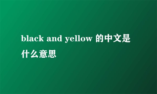 black and yellow 的中文是什么意思